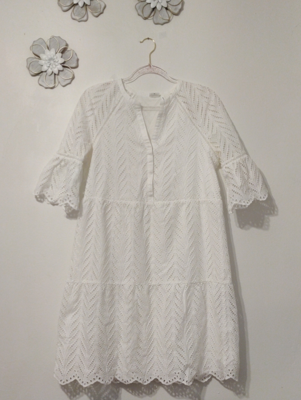 S.Oliver White Eyelet Lace Tiered Dress